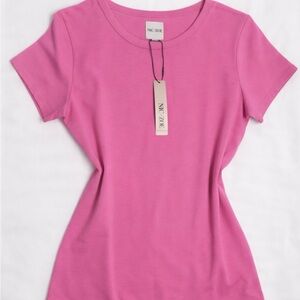 NIC+ZOE Vibrant Pink Short Sleeve Tee
